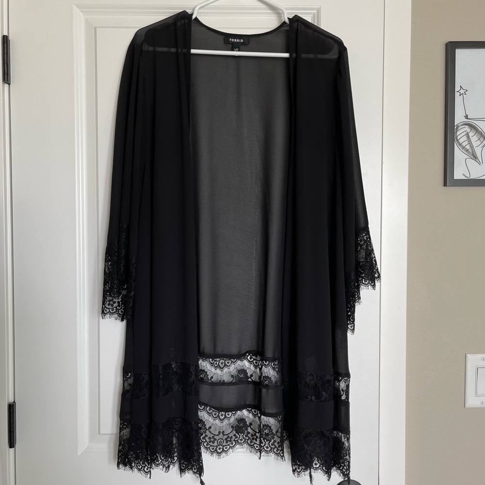 Torrid Black Lace Kimono